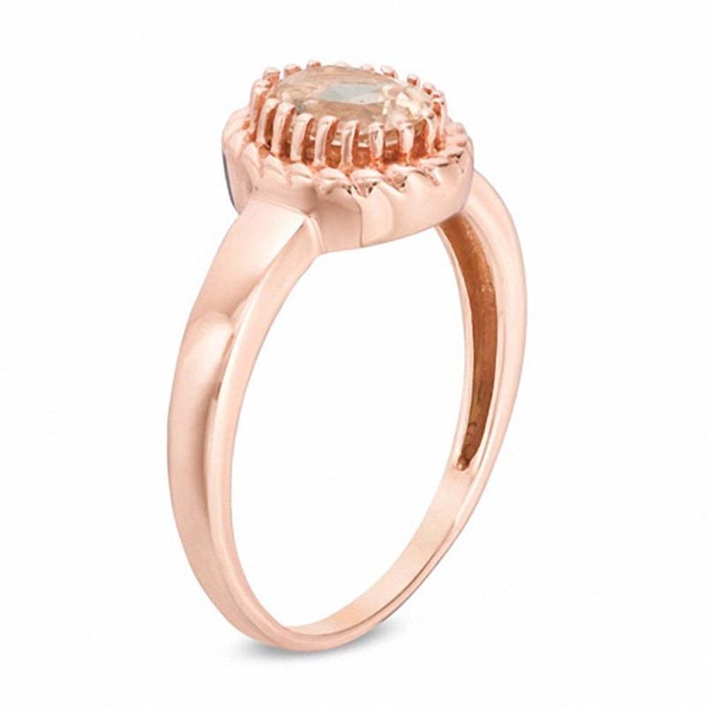 Oval-Cut Morganite Rope Frame Ring in 14K Rose Gold Over .925 Sterling Silver