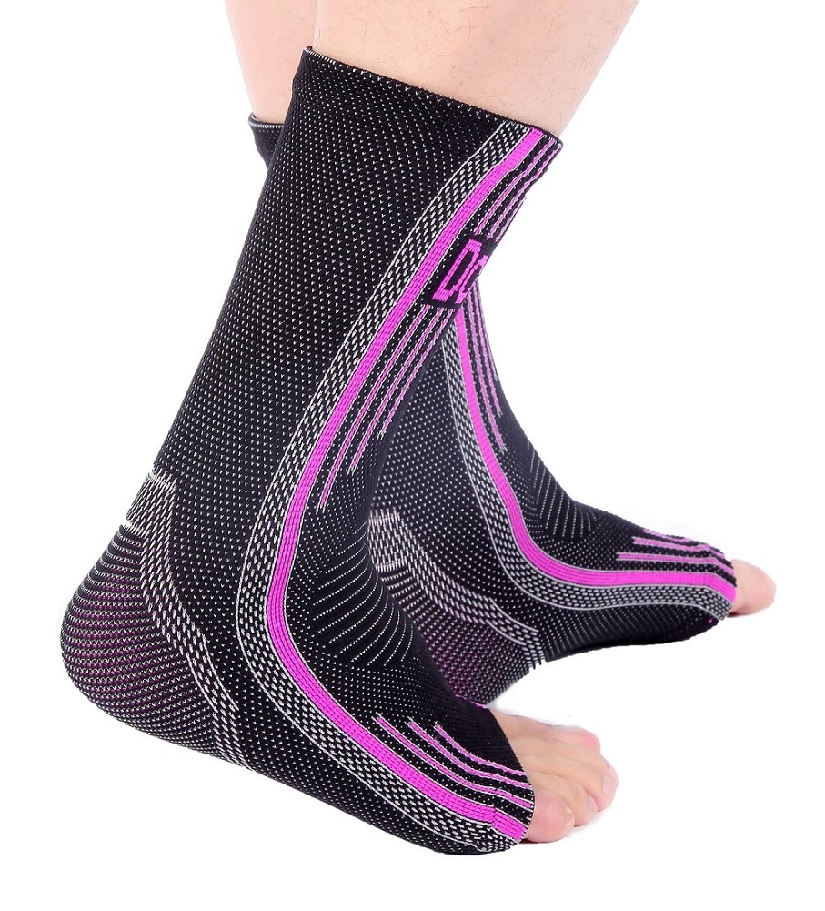 Doc Miller Ankle Brace Compression - Support Sleeve 1 Pair for Injury (Pink, S)