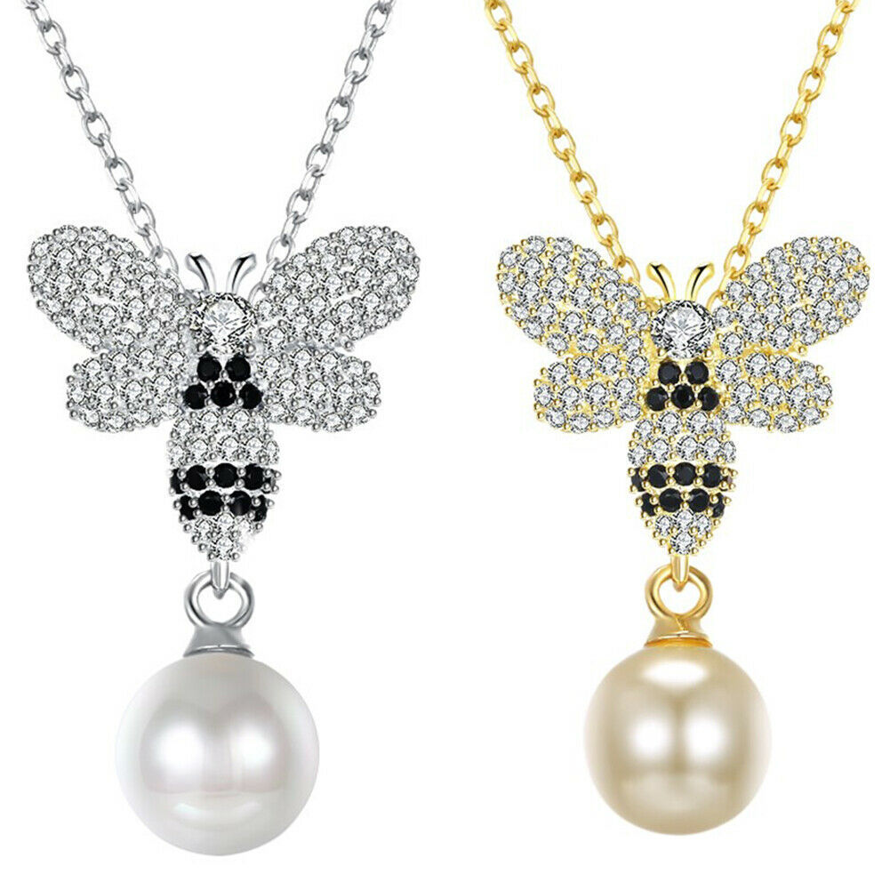 Women  Ladies Honey Bumblebee Bee Crystal Pendant Chain Necklace Best JH
