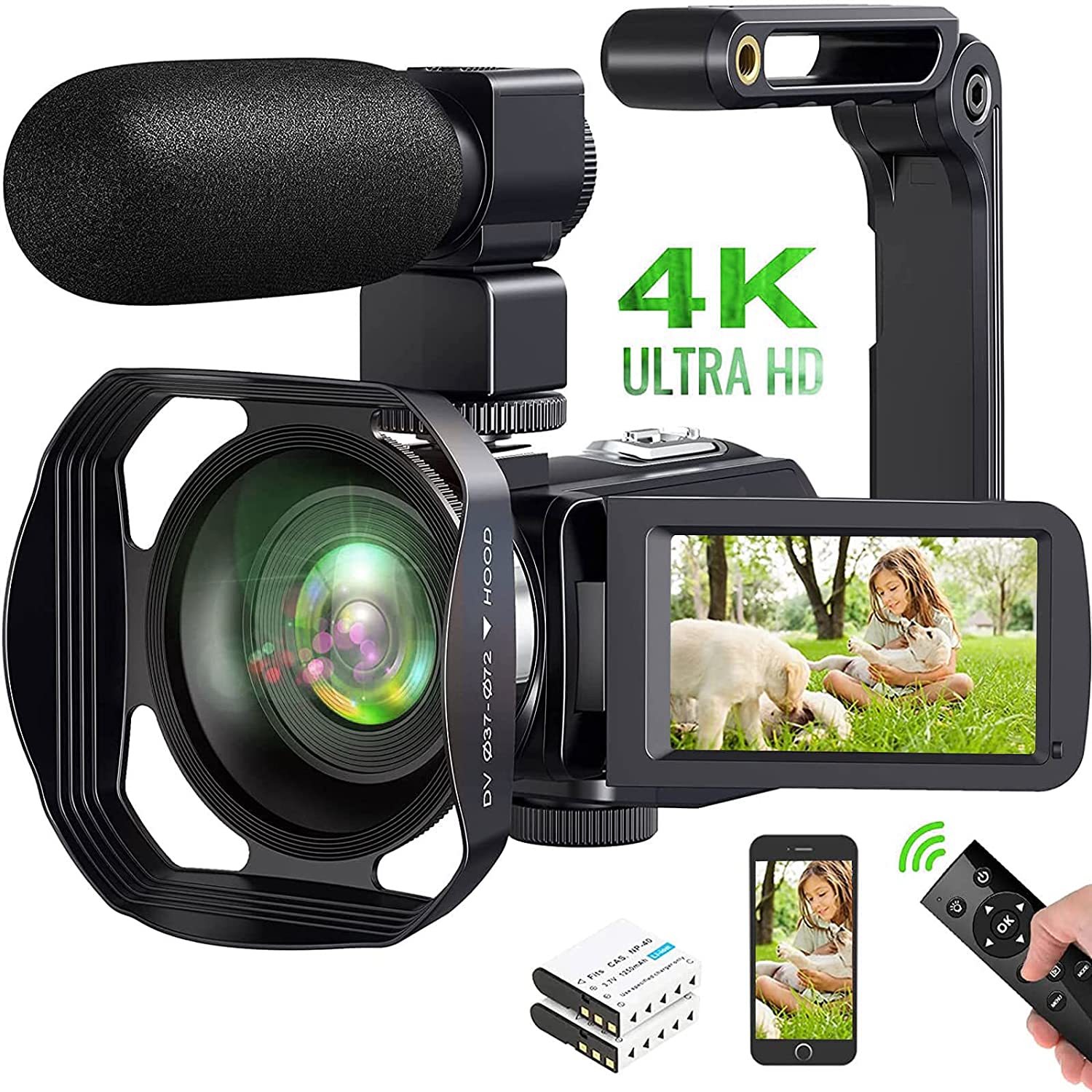 Sprandom 4K Video Camera Camcorder, 48Mp 60Fps Vlogging Camera, 2 ...