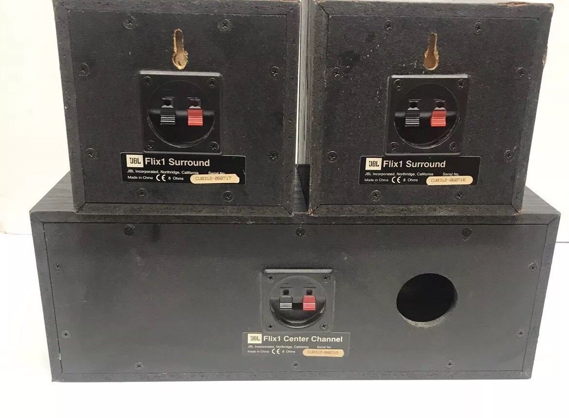 JBL Flix 1 Surround Sound Speakers Center Channel and Two Flix 1