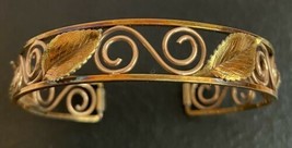 Vintage Krementz Multi Gold Tone Leaf Coil 7&quot; Open Cuff Bracelet - $35.00