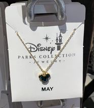 Disney Parks Minnie Mouse Faux Emerald  May Birthstone Necklace Gold Color  image 3