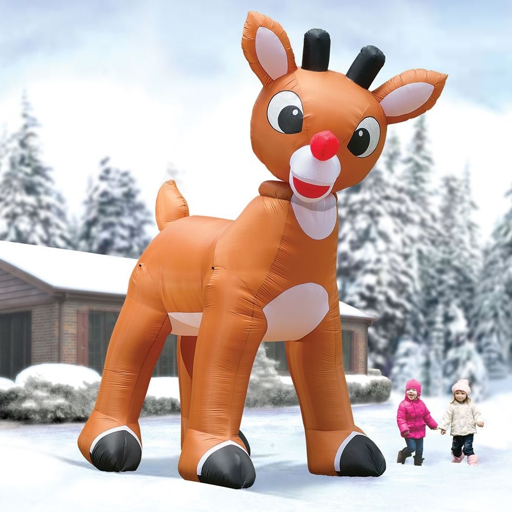 Huge Inflatable Animated Rudolph Reindeer Christmas Lawn Ornament 15 ...