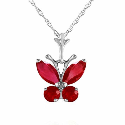 Galaxy Gold GG 14k 18 Solid White Gold Butterfly Necklace Brilliant Ruby