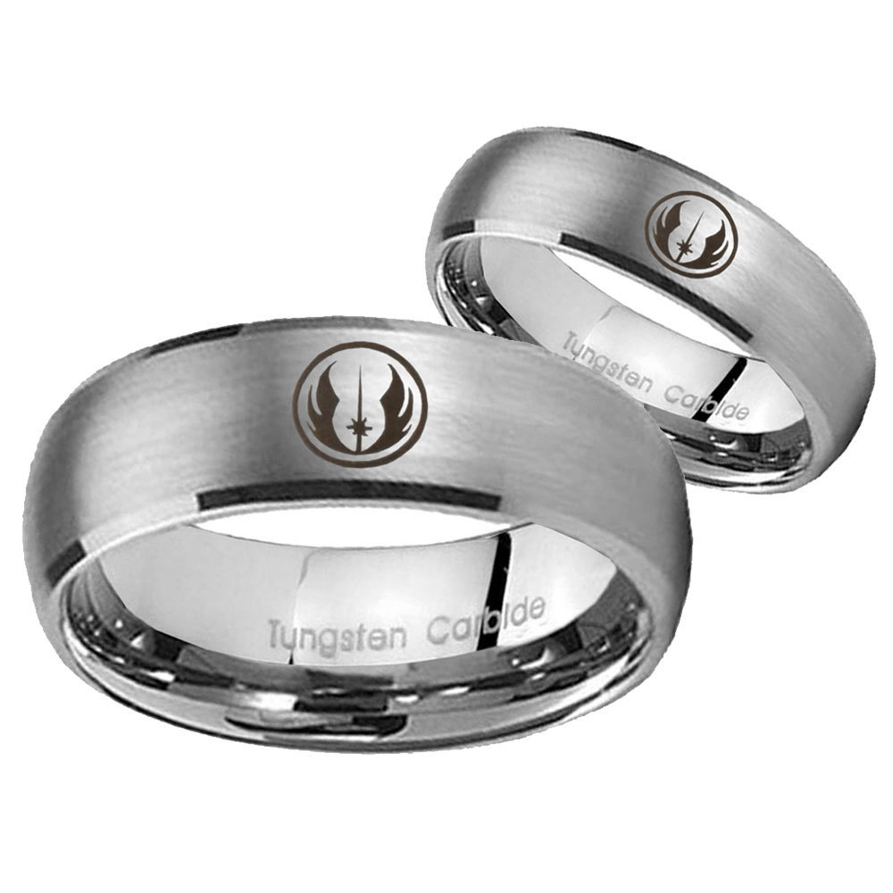 Bride and Groom Star Wars Jedi Dome Brushed Tungsten Men's