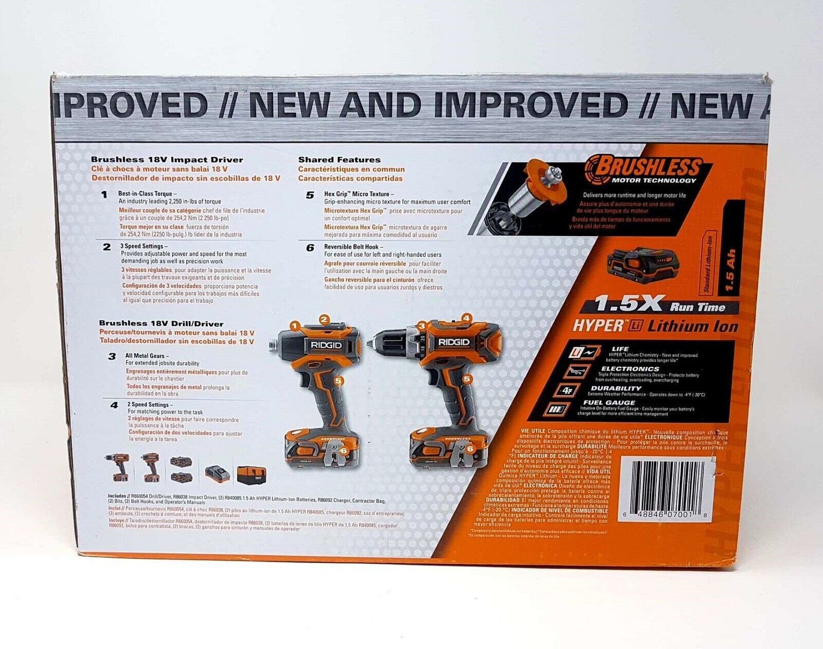 Ridgid 18-Volt Lithium-Ion Cordless Brushless Drill/Driver and Impact Driver Combo Kit R9603