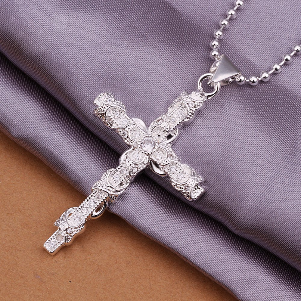Duoka Beautiful Fashion 925 Silver Bead Chain Religion Cross Pendant Necklace Necklaces And Pendants