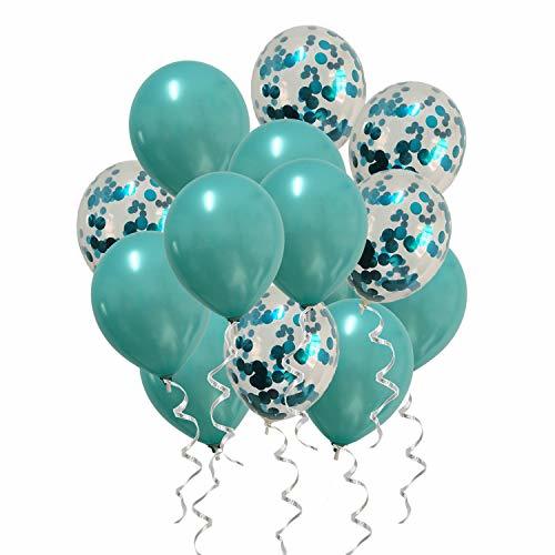 Metallic Teal Balloons Confetti Turquoise Balloons for Baby Shower ...