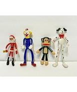 Flatsy Bendable Characters Clown Santa Dog Monkey Lot of 4 - $12.24