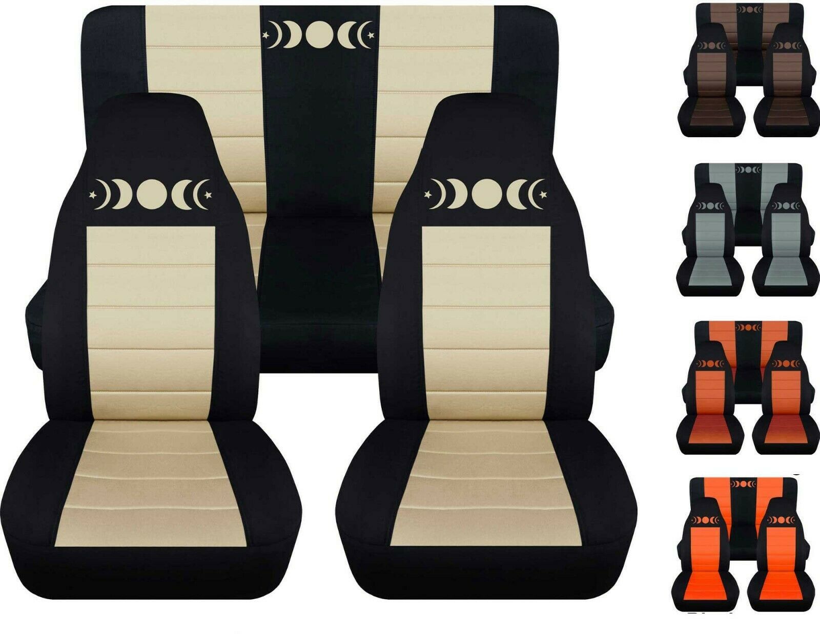 Front and Rear car seat covers Fits Jeep wrangler YJ-TJ-LJ  87-06  Moon Phase
