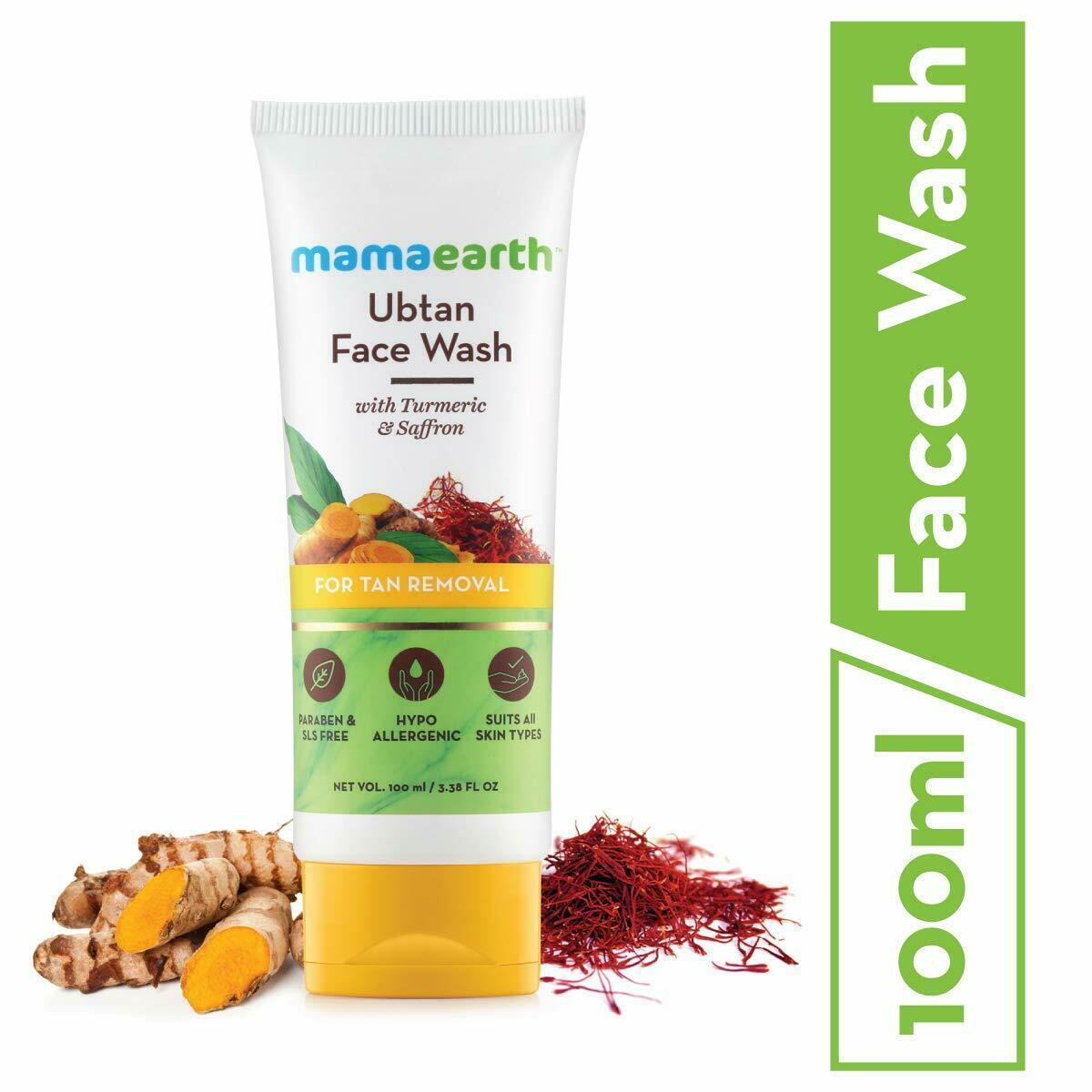 2 x Mamaearth Ubtan Natural Face Wash for Dry Skin Turmeric & Saffron 100ml DHL
