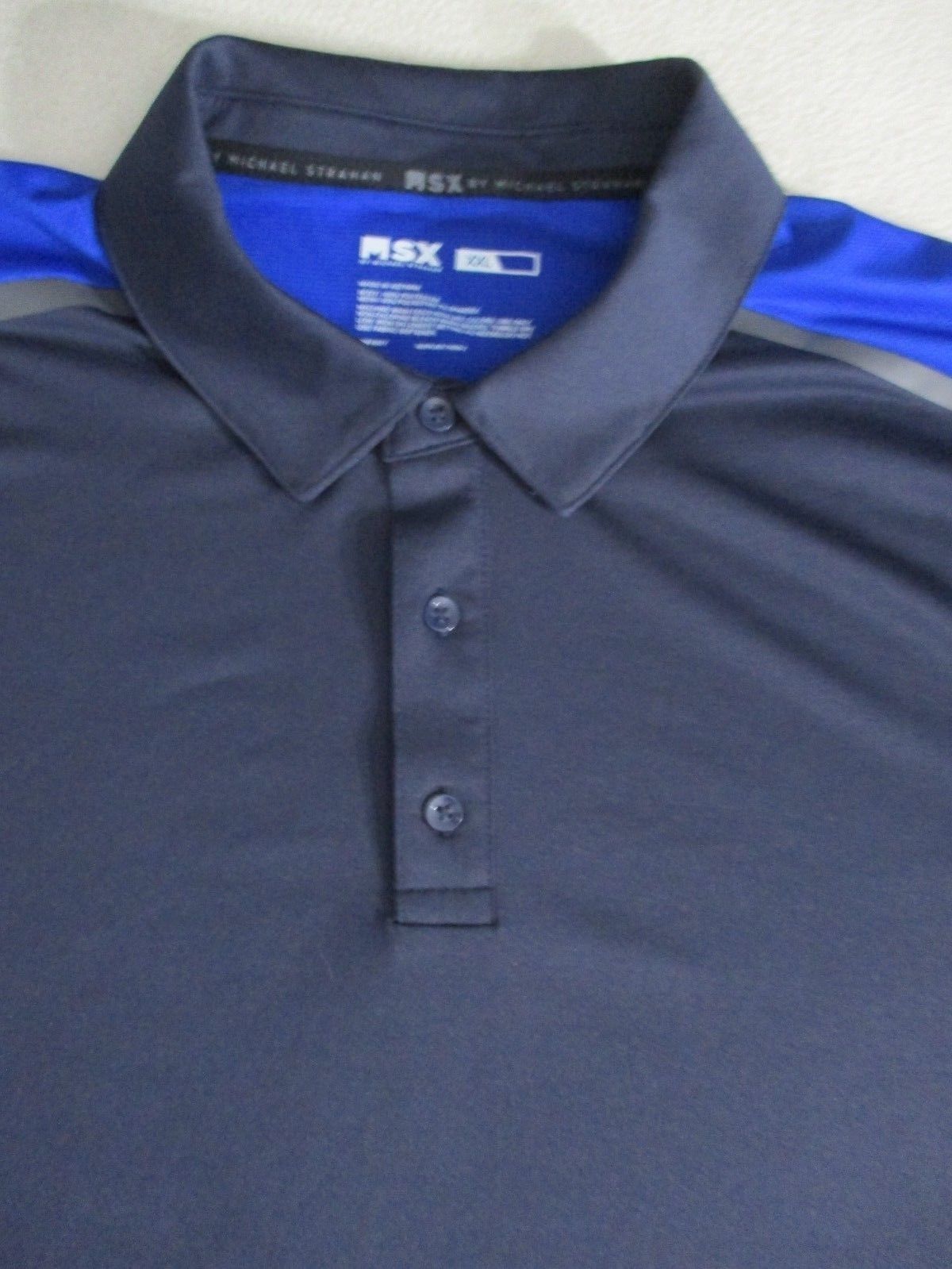 Men Polo Shirt MSX Michael Strahan 2XL Black Jersey Short Sleeves 18141 ...