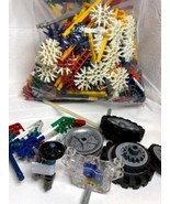 Lot 2 lbs+ K&#39;Nex construction toy parts rods connectors wheel gears powe... - $22.64