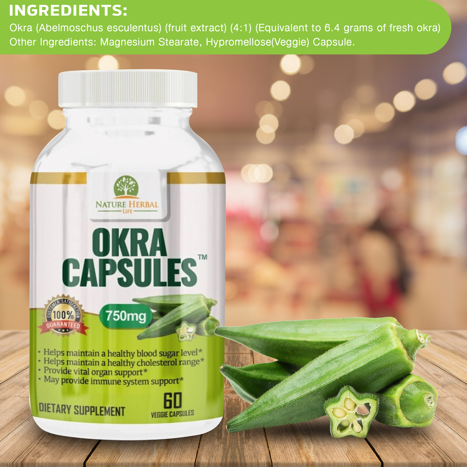 OKRA CAPSULES. Whole Body Wellness and Blood Sugar Support Supplement