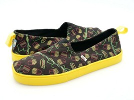Toms Mens 9 Venice Collection Black Yellow Burger Fries Fast Food Slip O... - $34.99