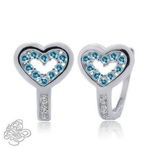 Women's 0.69CT 925 Sterling Silver Heart Shape Aquamarine Huggie Hoop Earrings - $40.49