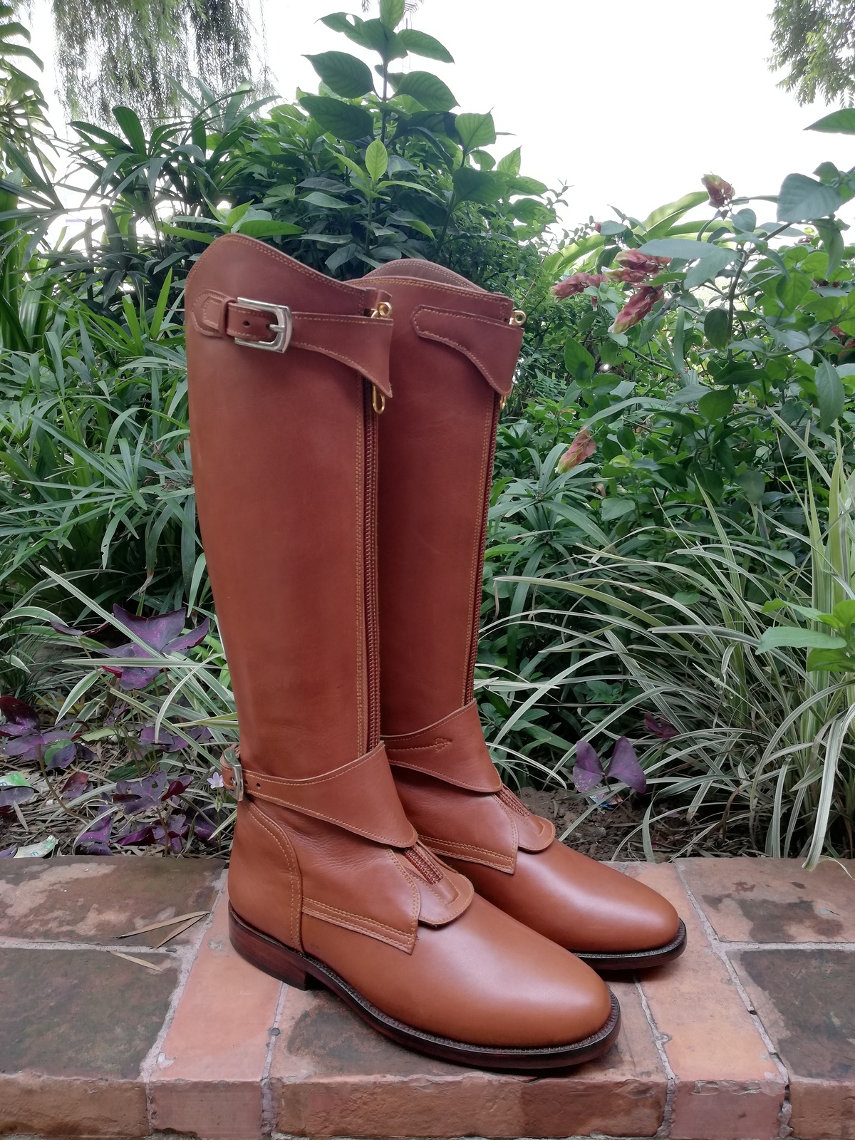 Tan Handmade Tall Leather Riding Boots Men Boots for Horse Riding Polo ...