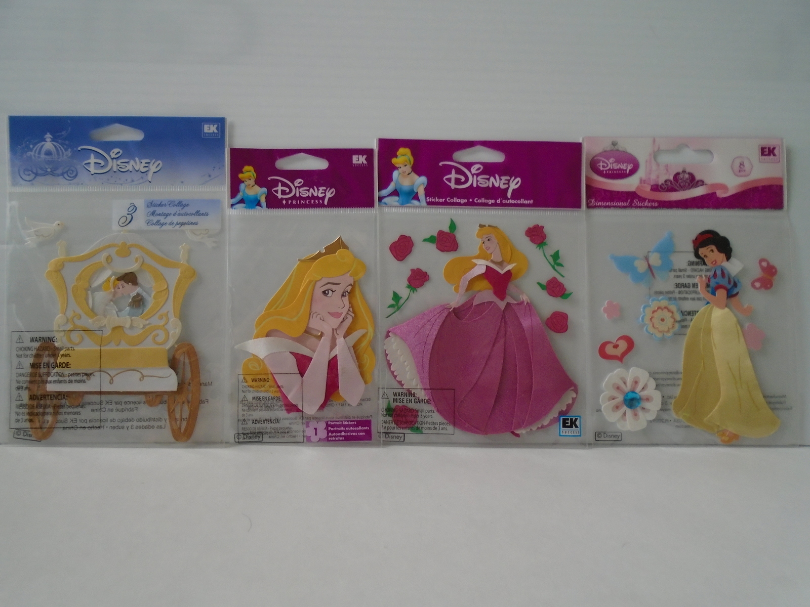 Primary image for 4 Disney Princess Dimensional Stickers: Snow White, Cinderella, and Sleeping Bea