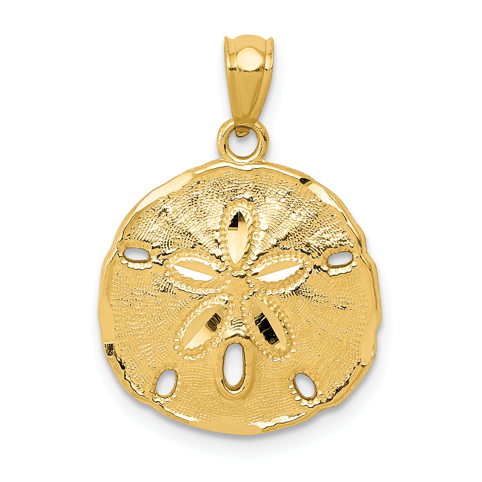 14k Gold Polished Large Sand Dollar Pendant Fine Charms & Charm Bracelets