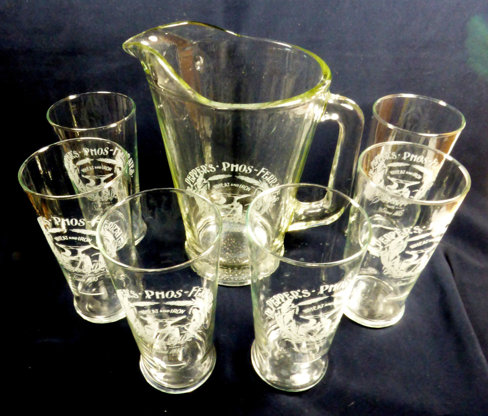VTG Lot of 7 Dr. Pepper's Soda PhosFerrates 100th Anniversary Glasses