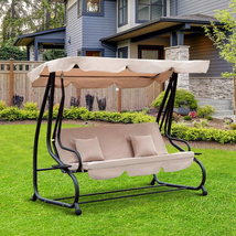 Patio Swing Chair 3-Person Outdoor Lela Porch Swing Canopy Garden Backyard image 1