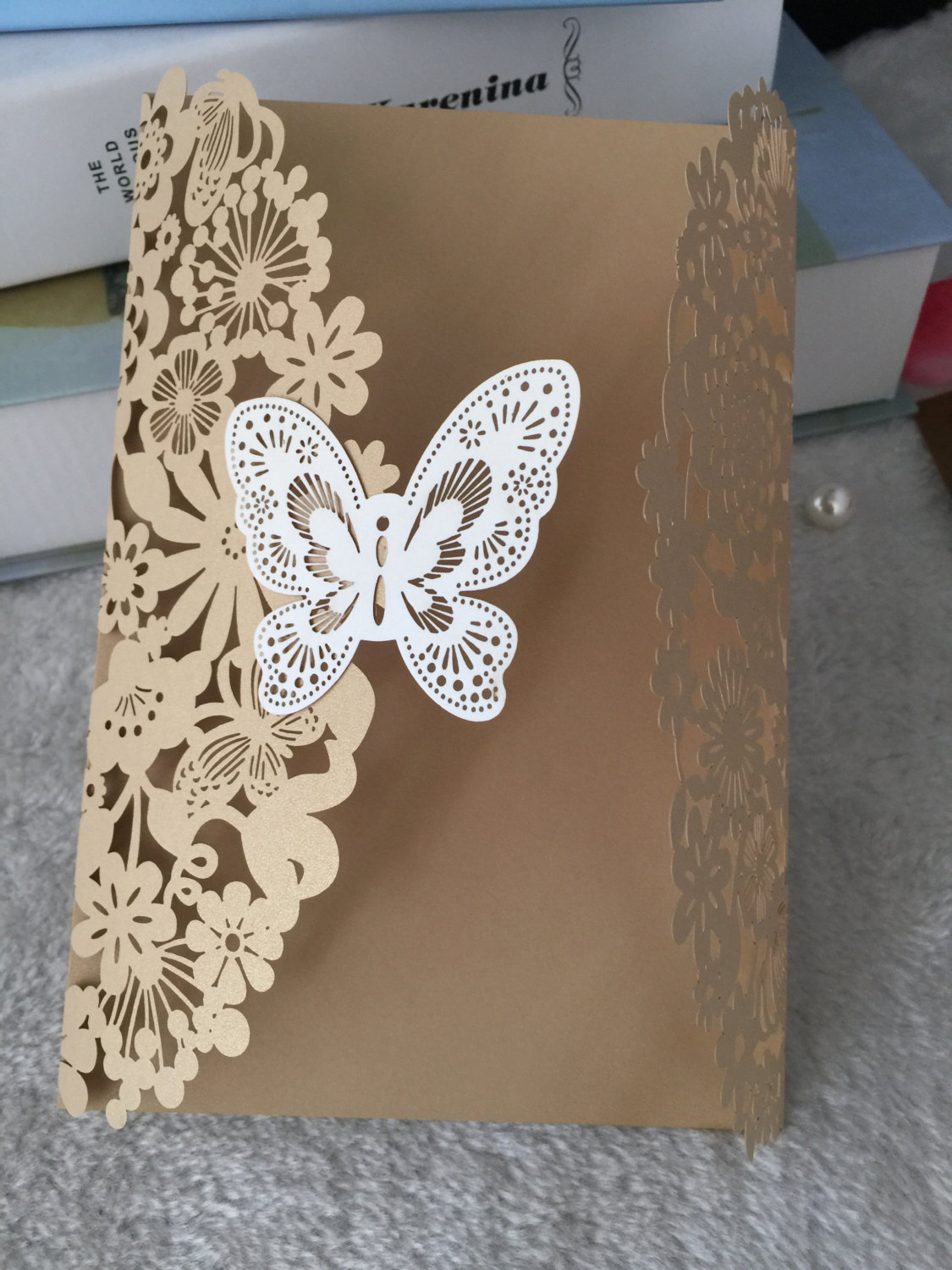 50pcs Butterfly Laser Cut Wedding Invitation,Invitation for Birthday