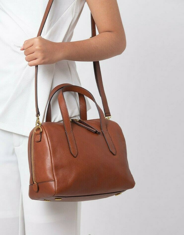 Fossil Sydney Satchel Crossbody Brown Leather Handbag SHB1978210 NWT