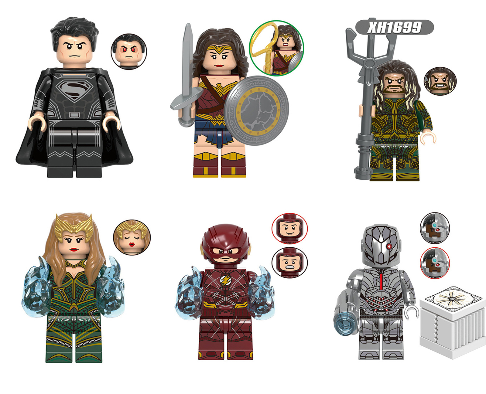 Justice League Superman Wonder Woman Flash 6 DIY Minifigures Lot