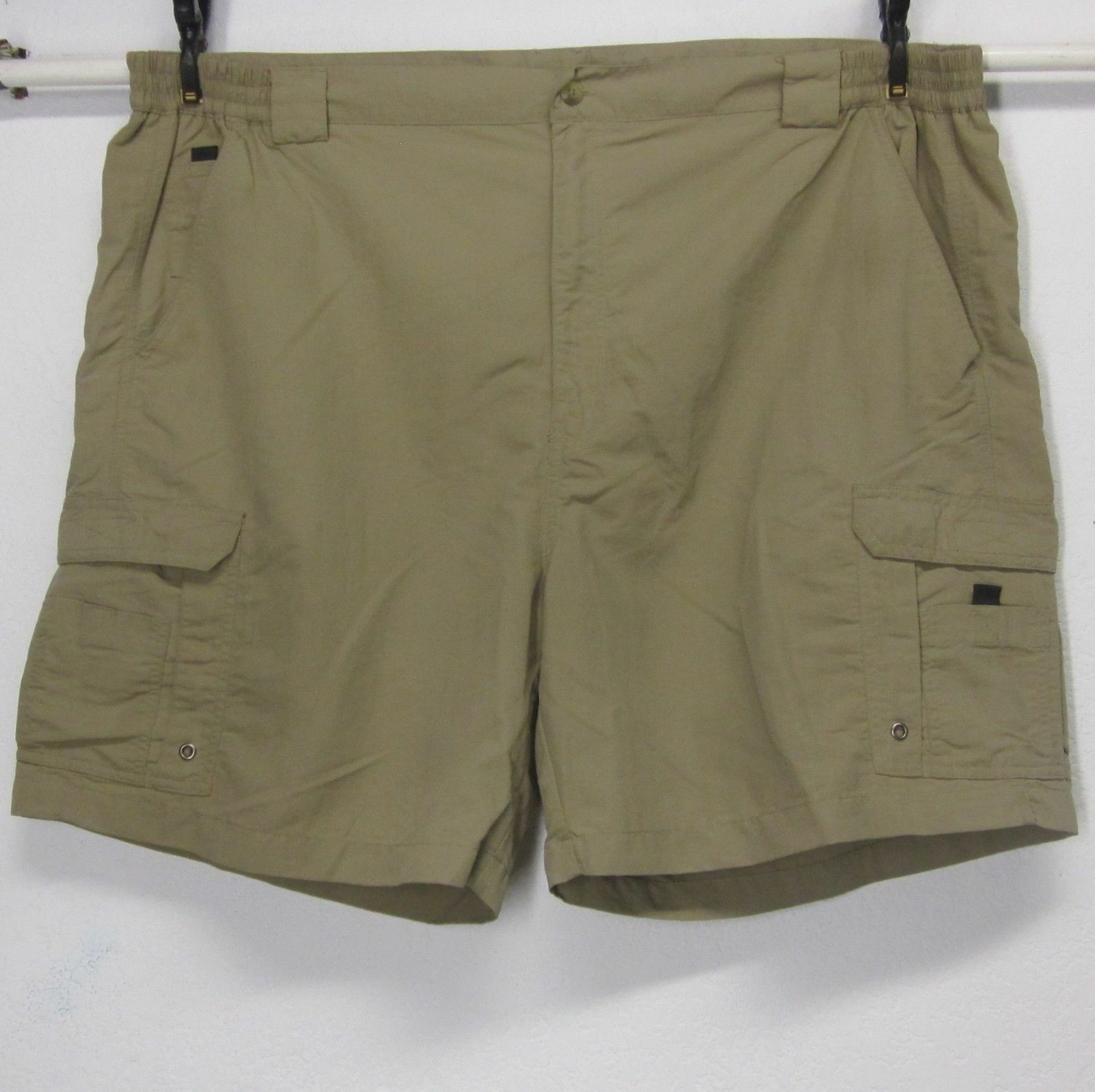 WORLD WIDE SPORTSMAN MEN'S W45 KHAKI NYLON FLAT FRONT CARGO SHORTS - Shorts