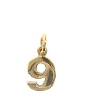 18K YELLOW GOLD NUMBER 9 NINE PENDANT CHARM, 0.7 INCHES, 17 MM, MADE IN ITALY image 1