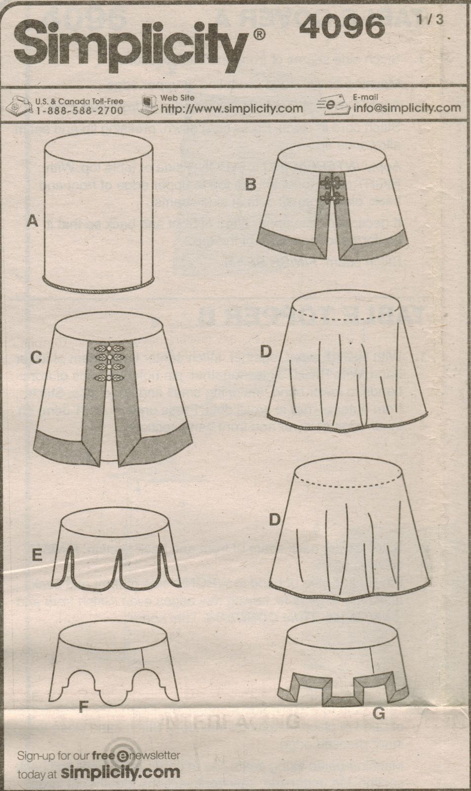 Christopher Lowell 28" Round Accent Table Covers Toppers Sew Pattern Uncut Sewing