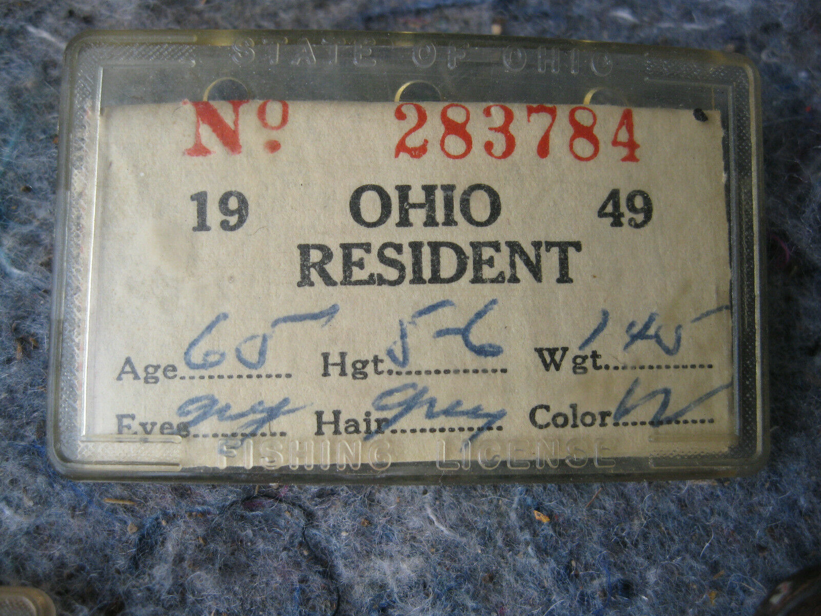 1949 Ohio Fishing License with Holder and Spares Licenses