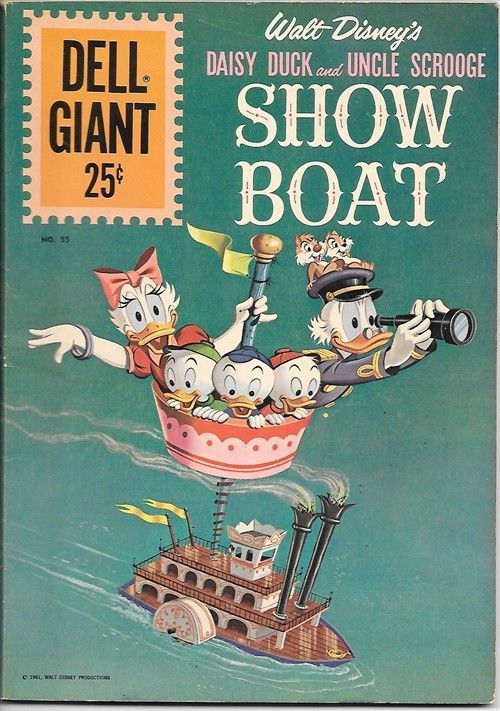 Dell Giant Comic Book #55 Walt Disneys Uncle Scrooge Showboat 1961 FINE+ Art Cvr - $43.43