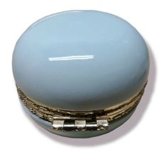 Vintage Robin Egg Blue Ceramic Hinged Jewelry Trinket Box image 3