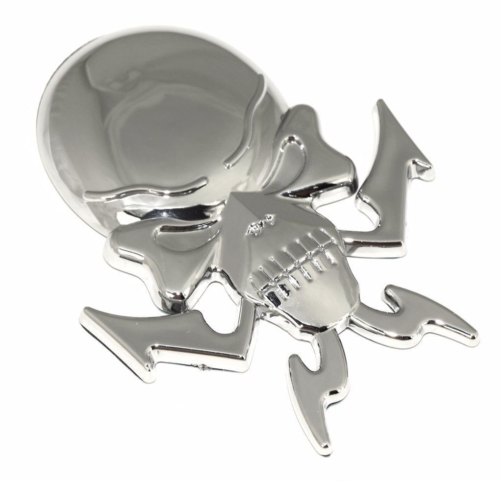 1 X Brand New 3D Chrome Skull Badge Emblem Decal Accessory For Automobile