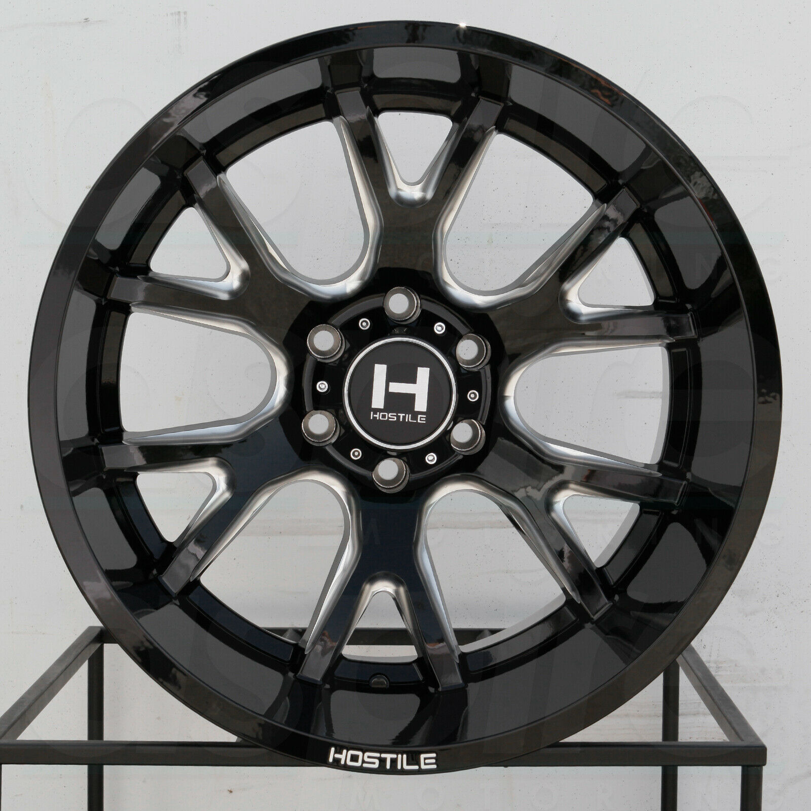 20x12 Hostile H113 Rage 8x170 -44 Black Milled Wheels Rims Set(4) - Wheels