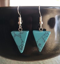 Triangle Turquoise Dangle Earrings - $14.00