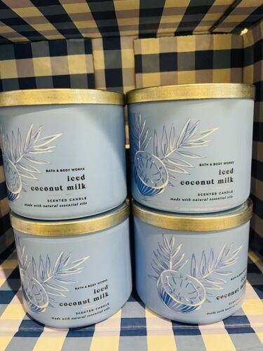 Primary image for 4  Candle New Bath & Body Works ICED COCONUT MILK 3-Wick Scented Candle 14.5oz