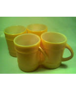 [Q18] FIRE KING (lot of 4) Anchor Hocking Coffee Cups, Mugs YELLOW RIBBED - $51.83