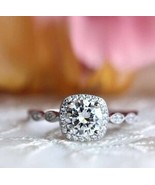 Art Deco Ring Halo Engagement Ring Round Cut Diamond Vintage Wedding Ring - $93.68