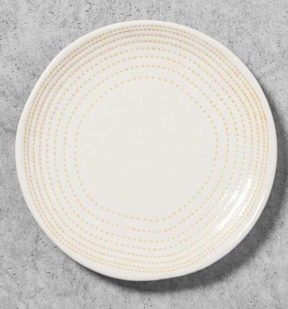 Set x4 HEARTH and HAND Stoneware Bread PLATES Yellow Dot MAGNOLIA ...