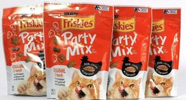 4 Bags Purina Friskies 6 Oz Party Mix Real Chicken Original Crunch Cat Treats