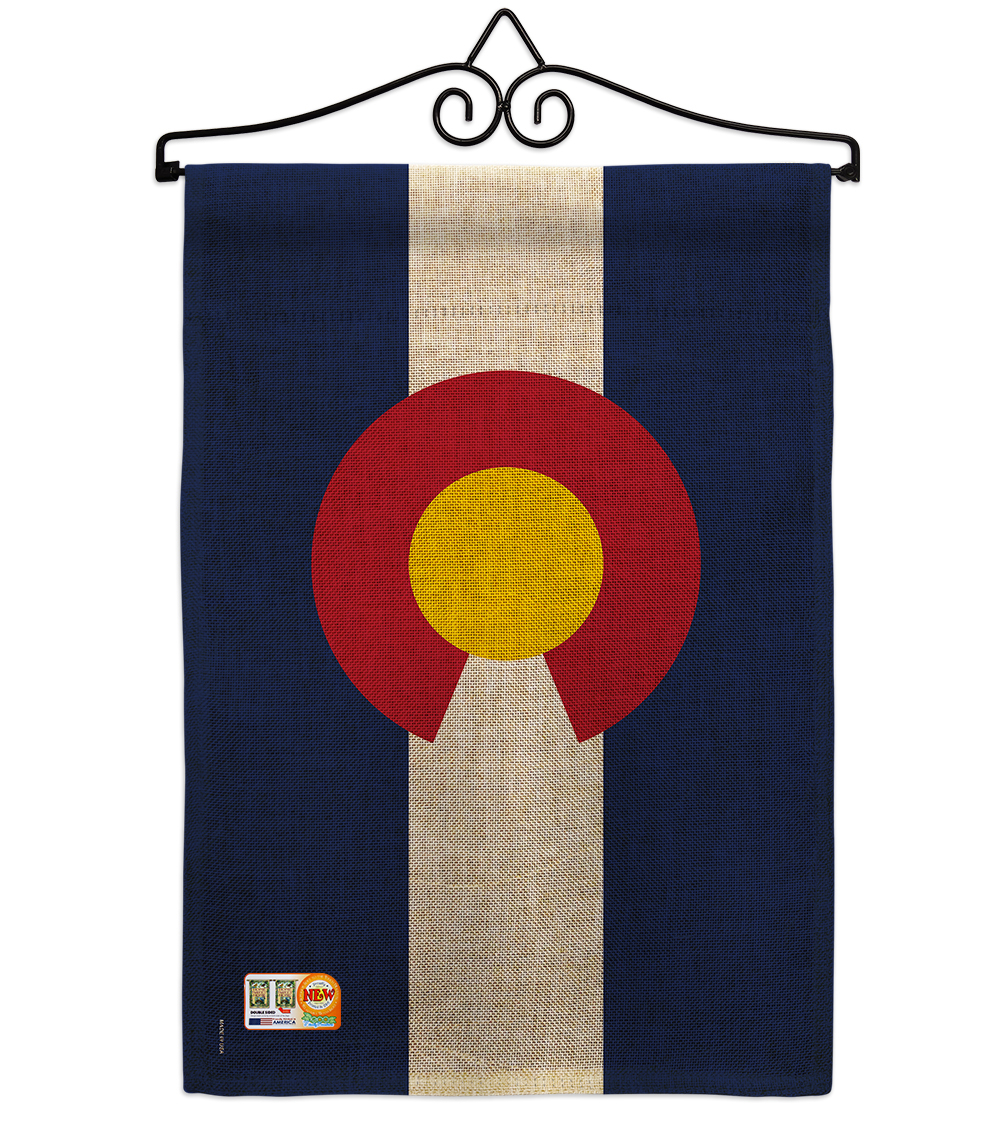 Colorado Burlap Impressions Decorative Metal Wall Hanger Garden Flag