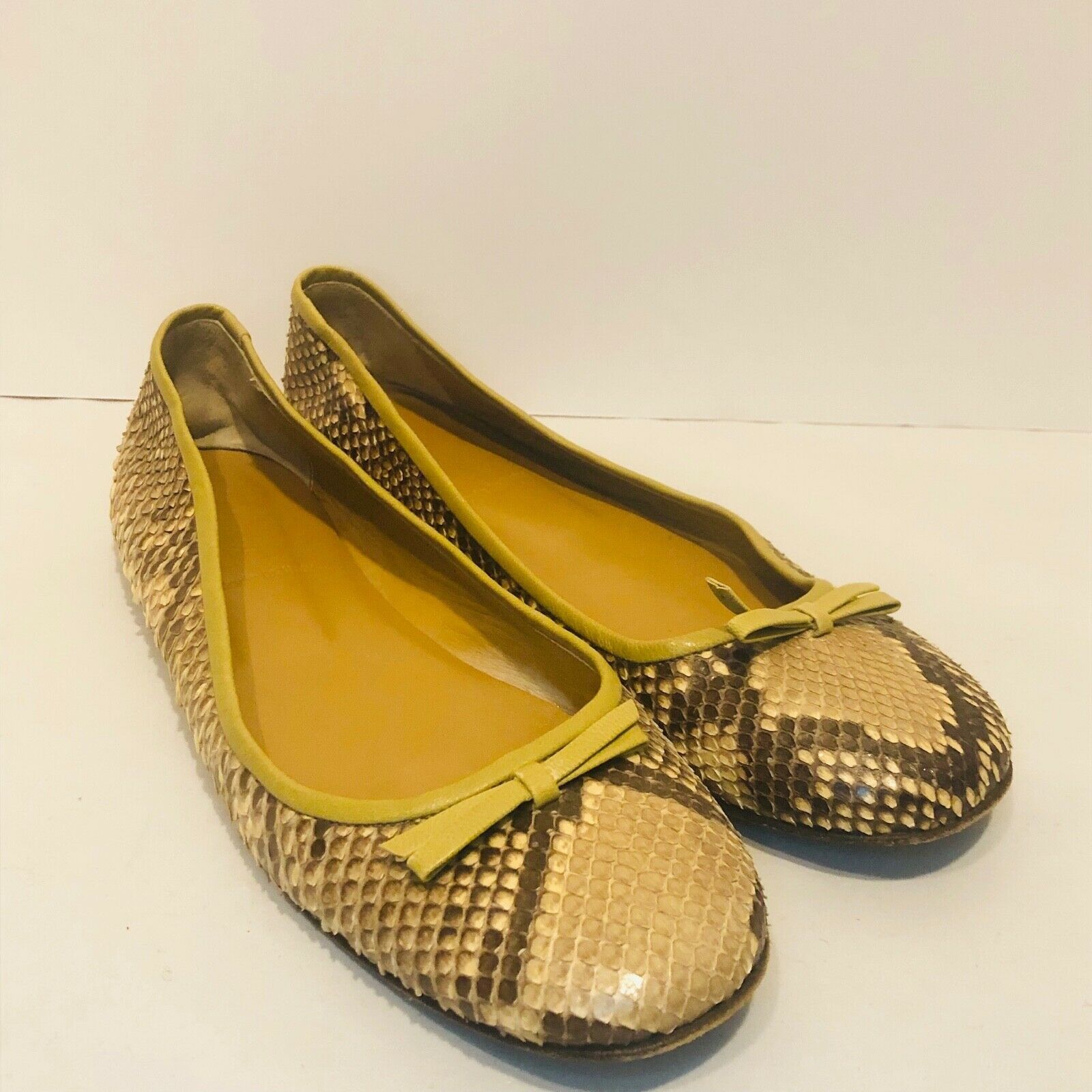 J Crew Snake Skin Print Ballet Flats Womens Sz 7 Slip On Shoes Python ...