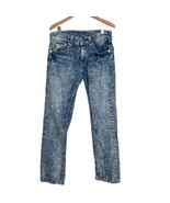 True Religion Men Blue Jeans Straight Flat Big T Distressed Denim Pants Size 33 - $69.29
