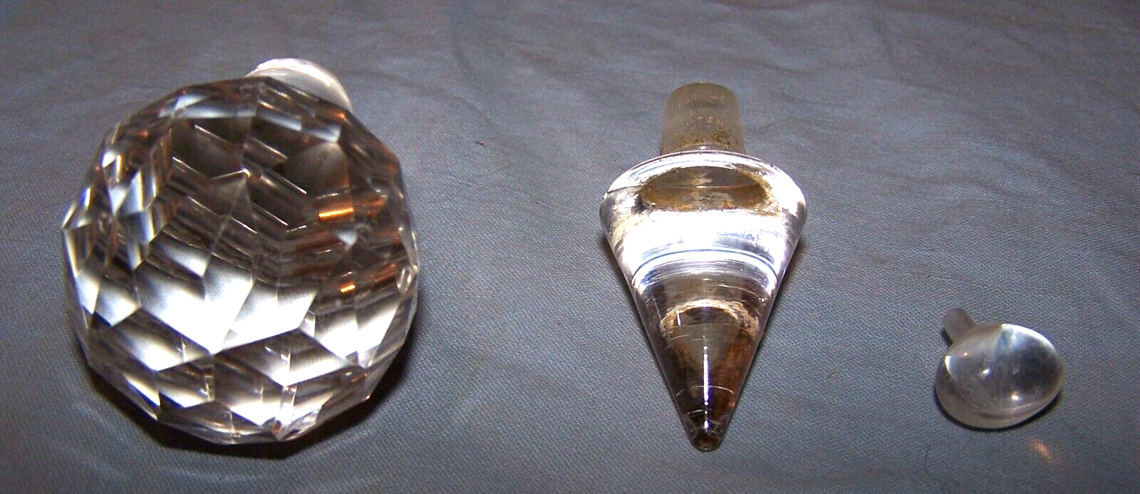 Primary image for Lot of 3 Assorted Size, Shaped Clear Glass Stoppers-Prism Ball, Small Jelly Bean