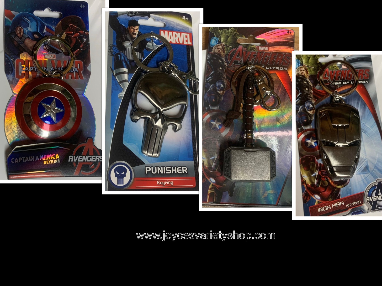 Primary image for Marvel Avengers Metal Key Rings Thor Captain America Iron Man Punisher