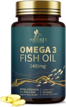 Omega 3 Fish Oil Capsules 3x Strength 2400mg EPA &amp; DHA, Highest Potency - $32.00
