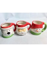 Royal Norfolk Christmas Holiday Drinking Mug Set of 3 - Santa Snowman Po... - $28.02
